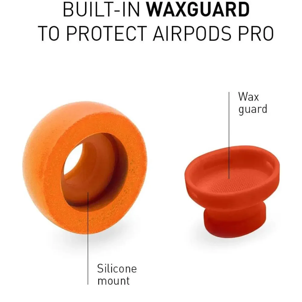 Eartune Fidelity UF-A Premium Memory Foam Tips for AirPods Pro, Medium, [Orange]
